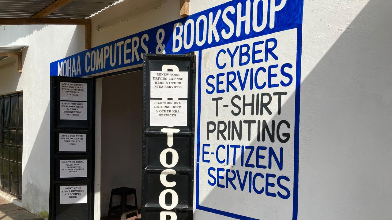 Mohaa Computers helping a client with government services, Diani